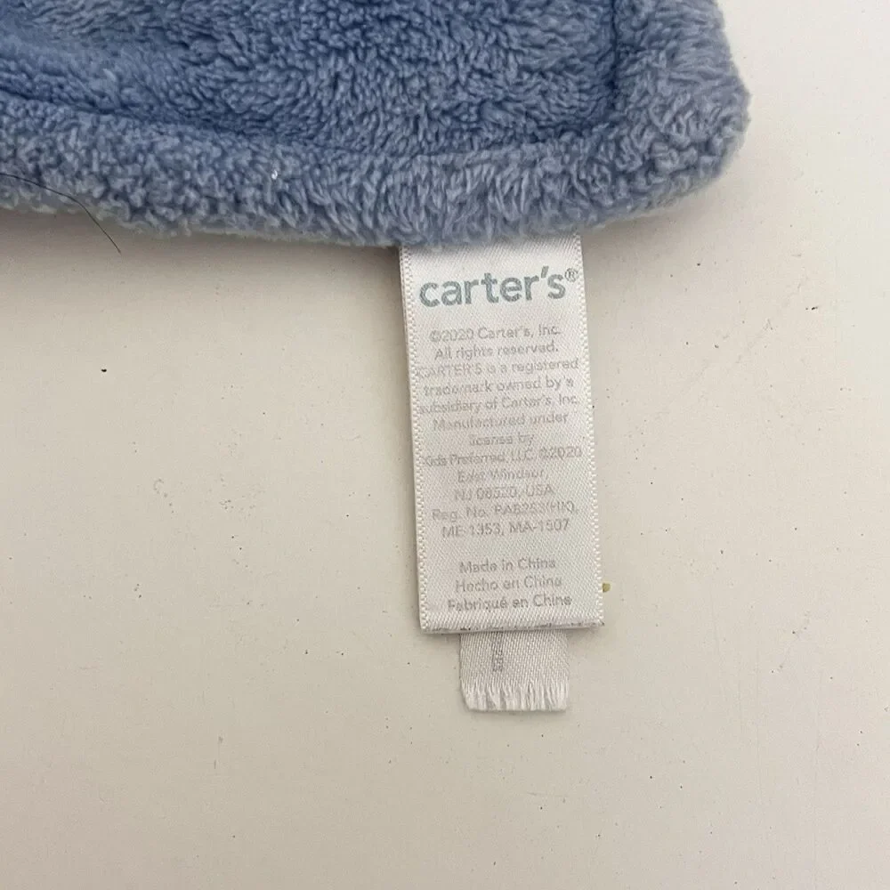 Carter's Tan Puppy Dog Blue Security Blanket Lovey Lovie Blankie
